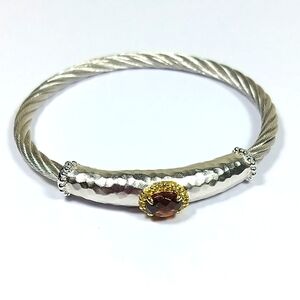 Gabriel & Co Bracelet 925 Sterling Silver Stainless Steel With Garnet Gem Stone